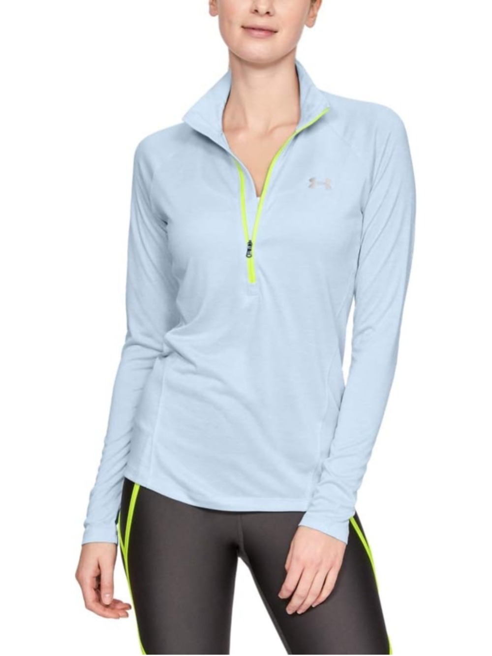 Under Armour Long Sleeve Quarter Zip Top Women's XL (PTP 20.5”) Blue Yellow